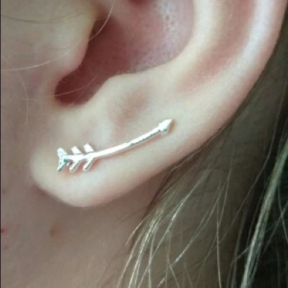 Gold Tone Arrow Ear Climber Sweep Earrings - Picture 2 of 4